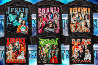 design a vintage 90s bootleg rap and pop for your tee