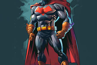 draw superhero character design and friendship portrait