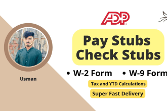 create adp pay stubs, check stubs, w2 forms and w9 form