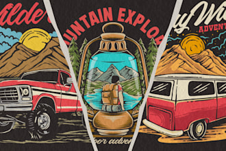 design a vintage retro t shirt with custom illustration