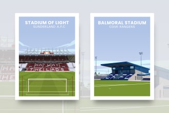 design a poster, vector illustration for a football stadium