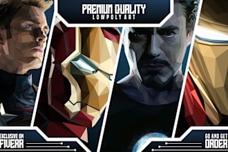 do awesome polygonal, low poly art from your photo or figure