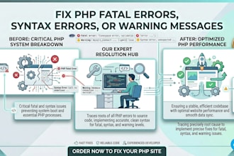 fix PHP fatal errors, syntax errors, or warning messages