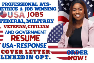 write federal resume, executive resume, military USA jobs and veteran resume