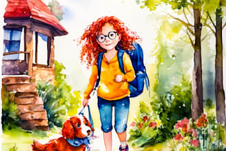 watercolor children book illustration