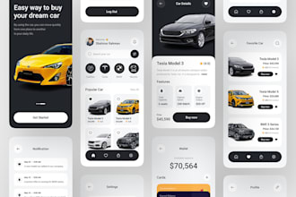 build car rental app, car auction app, car dealership app, car wash app, taxi