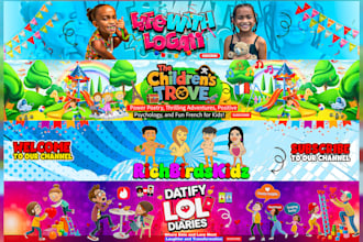 design a kids youtube banner,logo for your channel