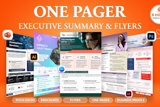 design business one pager, corporate one pagers, or marketing flyers