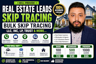provide bulk real estate skip tracing and llc lead generation