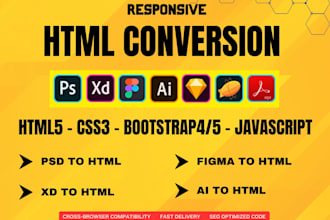 psd to HTML conversion expert using bootstrap and CSS