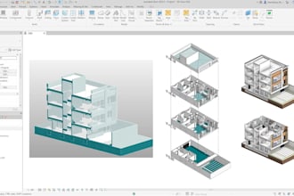create lod 300 bim model floor plan elevation section and 3d model in revit