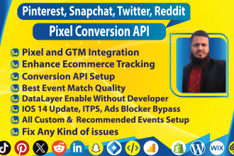 setup pinterest tag, snapchat pixel, twitter pixel, reddit pixel with GTM