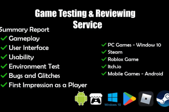 test and review your steam game, mobile, or pc game