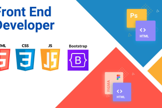do front end web development with html 5, css3, javascript, bootstrap 5 ,  react