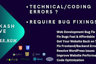 do bug fixing, coding problem solver, code optimization , technical issues