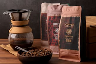 design coffee label, coffee packaging, and product labels