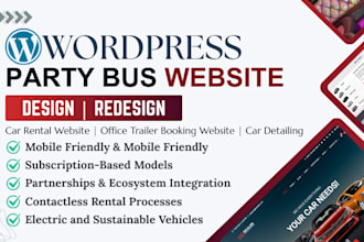 design SEO party bus vehicle car rental website office trailer booking website