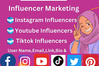 do influencer research for instagram tiktok twitter youtube facebook influencers