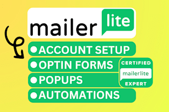 set up mailerlite, automation, optin forms and landing page