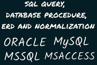 create sql query, database procedure, erd and normalization