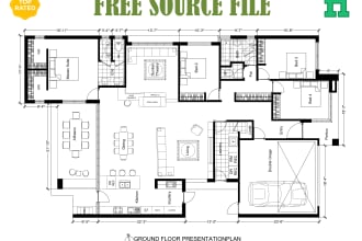 draw your architectural floor plan in auto cad 2d