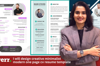 design creative minimalist modern one page cv resume template