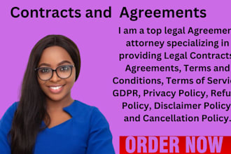 be a lawyer to write or review contract, legal agreement, terms and conditions