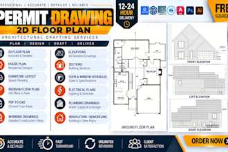 create 2d floor plans, autocad drawings, house plans and elevation drawings