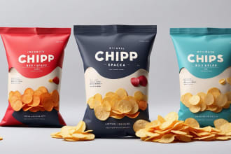 create chips, snacks, standup pouch bags packaging design