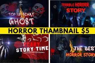 design HD scary horror clickbait youtube thumbnail in 5 hours