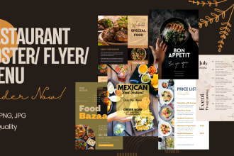 design restaurant poster, menu and food flyer