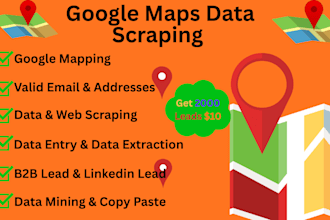 scrap google maps data entry, web scraping, and b2b lead