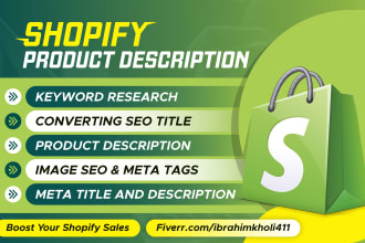 write shopify product description and shopify listing with SEO title