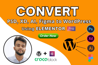 convert figma to wordpress or psd, xd to wordpress website