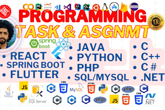 python, java,cpp, c, c sharp, net, sql, programming, tasks