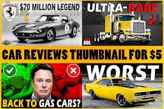 design youtube thumbnails for car or auto reviews