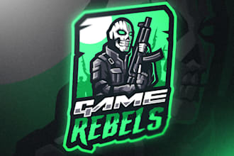 make creative logo about gaming and sugar skulls mask, flowers, pets
