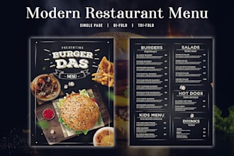 design an eyecatching modern restaurant menu and flyer