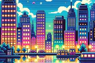 draw unique pixel art background design