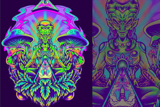 creative trippy illustration for tshirt merchandise