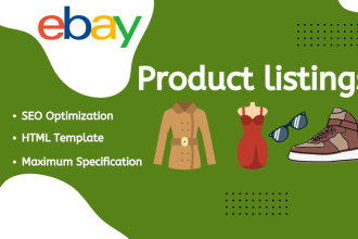 do ebay product listing, product upload, ebay lister, and SEO optimization