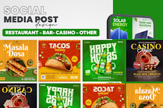 design restaurant, gym, medical social media post