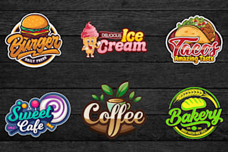 design restaurant, burger, grill, bbq, pizza, bakery, cafe, candy, food logo