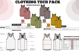 create clothing fashion tech pack for fashion collection