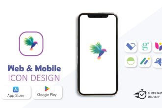 design modern mobile app icon , website icon and favicon