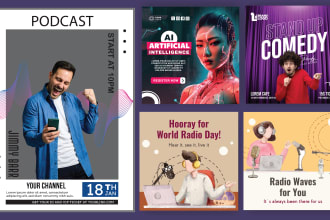 do podcast cover artwork design with a logo and  cover art