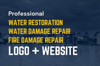 do water damage repair and fire damage repair website, water restoration logo
