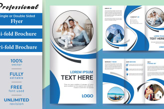 design flyer, bi fold, tri fold, and all types of folding brochures