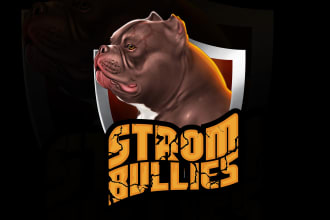 draw a high quality mascot logo for dog, animal, pet, bully, kennel, frenchies