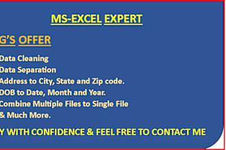 separate, clean, merge the data in ms excel